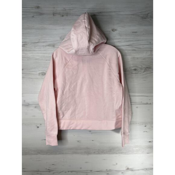 Under Armour Hoodie Womens XS Pink Rival Fleece Mesh Logo Pullover Sweatshirt - Picture 11 of 11